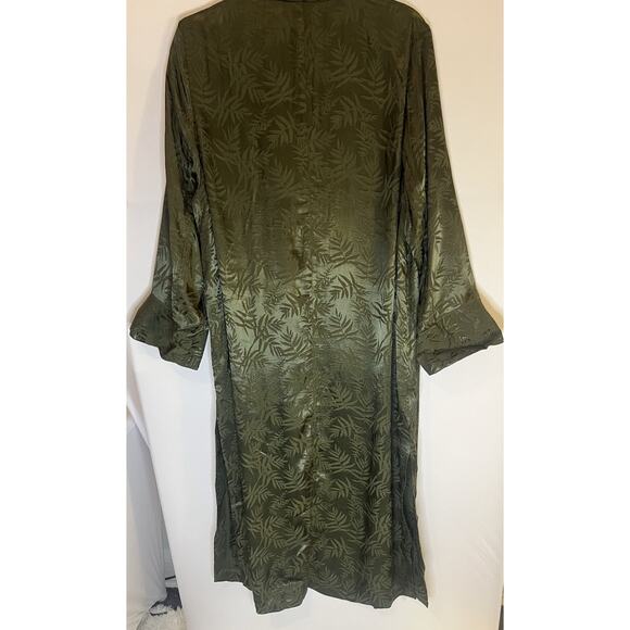 H&M Trend Khaki Green Silky Palm Leaf Print Kimono Long Jacket Sz M - Picture 2 of 10